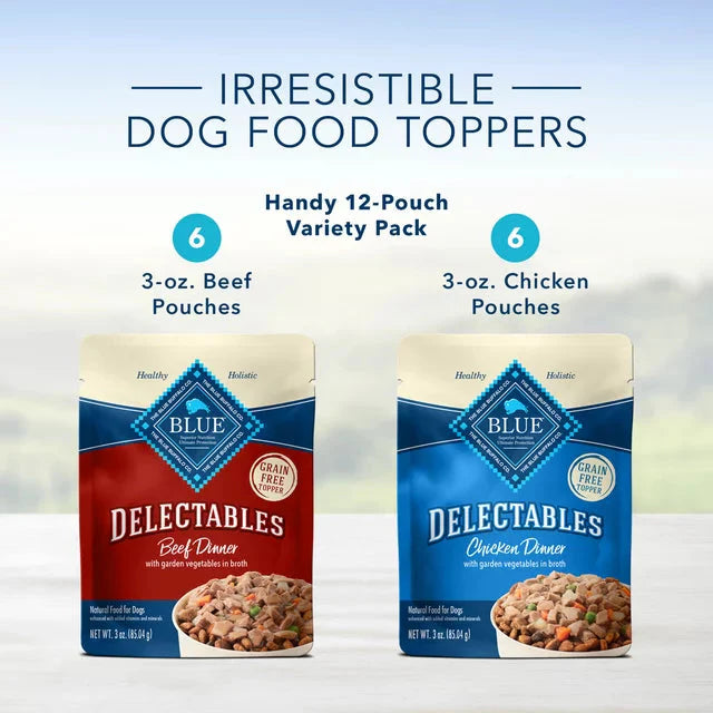 Blue Buffalo Delectables Topper Chicken & Beef In Gravy Wet Dog Food Variety Pack for Adult Dogs, Grain-Free, 3 oz. Pouches (12 Pack) - Amado Deals - wholesale and distributors with free shipping in United States Blue Buffalo Delectables Topper Chicken & Beef In Gravy Wet Dog Food Variety Pack for Adult Dogs, Grain-Free, 3 oz. Pouches (12 Pack) - Amado Deals - wholesale and distributors with free shipping in United States